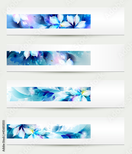 Vector: Set of four headers. Abstract blue artistic Backgrounds Set of four headers. Abstract blue artistic Backgrounds