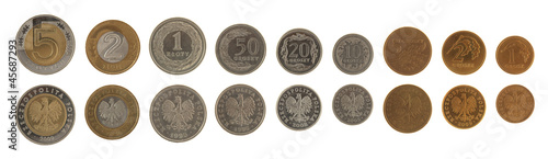 Photo: Polish Coins Isolated on White Polish Coins Isolated on White
