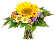 Blumenstrauß mit Zinnien und Sonnenblume