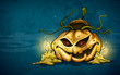 Vektor: terrible smiling face of jack-o-lantern with candles in night terrible smiling face of jack-o-lantern with candles in night