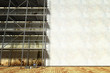3d scaffolding and renovated wall
