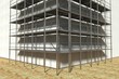 3d scaffolding and renovated wall