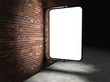 Illustration: 3d Blank street advertising billboard on brick wall at night 3d Blank street advertising billboard on brick wall at night