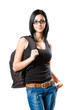 Fashionable young brunette student.