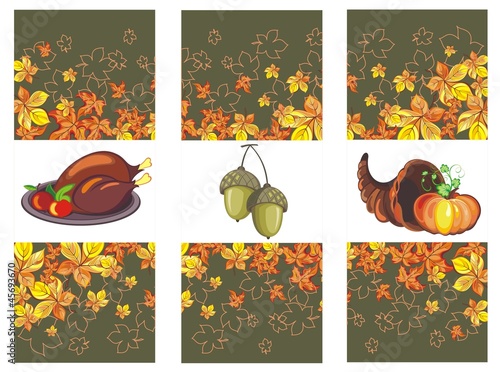 Vector: Thanksgiving banners arrangement with the pumpkin,acorn,apple Thanksgiving banners arrangement with the pumpkin,acorn,apple