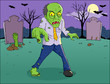 Vector: Cartoon illustration of a zombie on graveyard Cartoon illustration of a zombie on graveyard