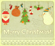 Old Christmas postcard with Christmas-tree decorations
