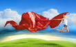Modern style dancer against blue sky