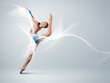 Young woman in gymnast suit posing