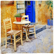 Photo: traditional greek tavernas. artistic picture traditional greek tavernas. artistic picture