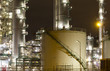 A large oil-refinery plant at night
