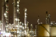 A large oil-refinery plant at night