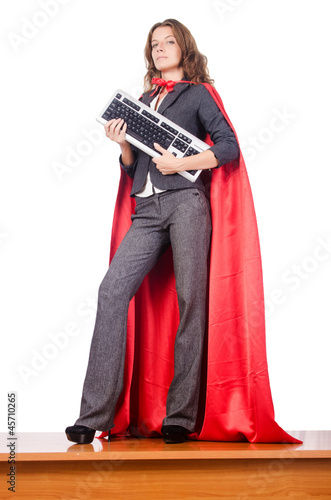 Photo: Businesswoman in superwoman concept Businesswoman in superwoman concept