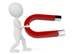 3d humanoid character hold a horseshoe magnet
