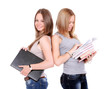 Two beautiful girls with laptop