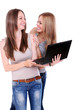 Two beautiful girls with laptop