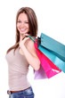 Foto: Young woman with colorful shopping bags Young woman with colorful shopping bags