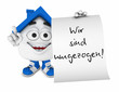 Kleines 3D Haus Blau - Wir sind umgezogen!