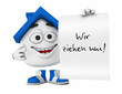 Kleines 3D Haus Blau - Wir ziehen um!