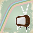 Vector: Vintage postcard with an old TV. eps10 Vintage postcard with an old TV. eps10