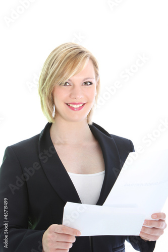 Photo: Happy businesswoman with a letter Happy businesswoman with a letter