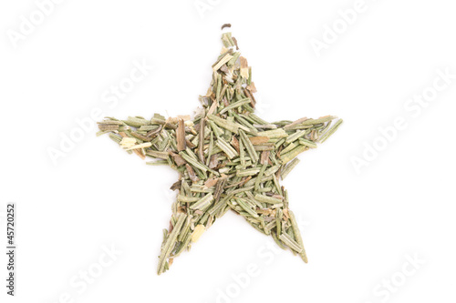 Photo: Rosemary (Rosmarinus officinalis) isolated in star shape on whit Rosemary (Rosmarinus officinalis) isolated in star shape on whit