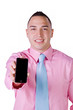Businessman Holding a Cell Phone