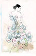 Vektor: freehand sketch of beautiful girl with flowers in art nouveau st freehand sketch of beautiful girl with flowers in art nouveau st