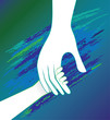 Hand of the child in father encouragement. Support moral.