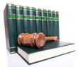 stack of law books and a judge gavel