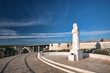 Photo: Virgin Mary statue in front of the bridge over river Krka, Croat Virgin Mary statue in front of the bridge over river Krka, Croat