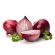 Red sliced onion and fresh parsley still life