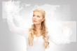 businesswoman working with touch screen