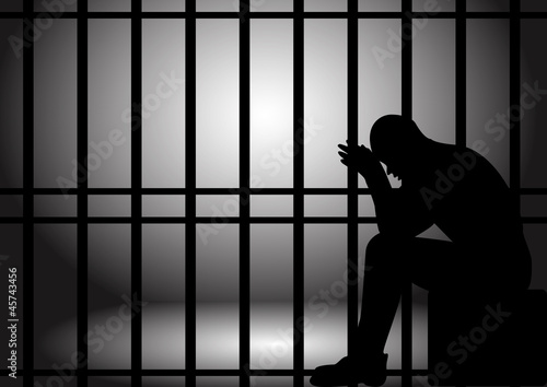 Vector: Vector illustration of a man lock up in prison Vector illustration of a man lock up in prison