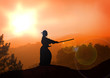 Stock Illustration of Kendo Training on Mountain