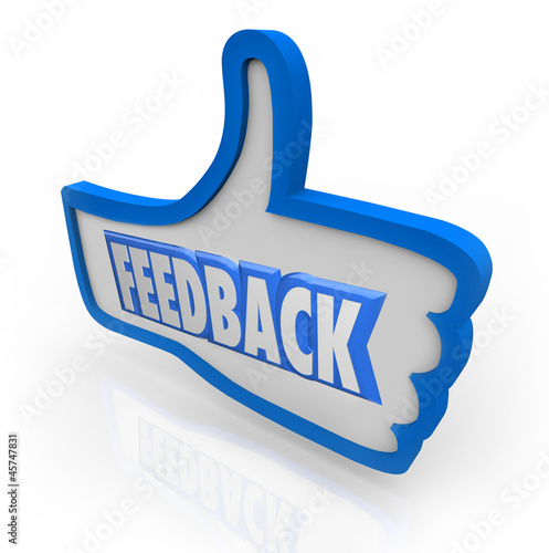 Illustration: Feedback Word Blue Thumb Up Positive Comments Feedback Word Blue Thumb Up Positive Comments
