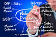 business man writing concept of web presence.
