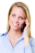 Foto: portrait einer hübschen blonde frau beim telefonieren portrait einer hübschen blonde frau beim telefonieren