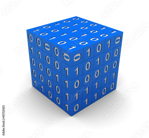 Photo: Cube with binary code Cube with binary code