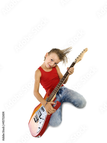 Photo: Rockstar kid with electric guitar Rockstar kid with electric guitar