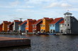 Colored houses on the waterfront  in Groningen.Netherlands