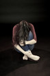 Young woman hiding scared about domestic violence