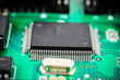 circuit board with electronic components macro background