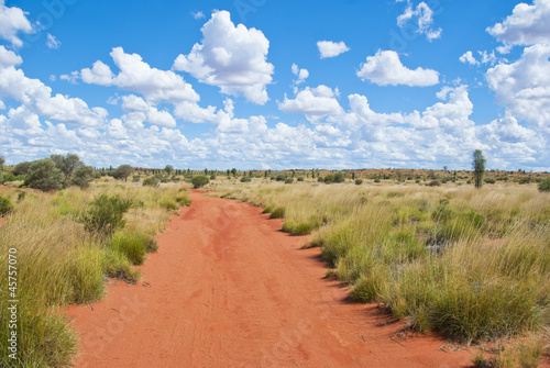 Photo: Unsealed road leading through Outback Unsealed road leading through Outback