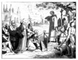 Medieval scene : condamning a woman to be burn !