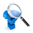 faq concept icon with magnifier and blue question mark