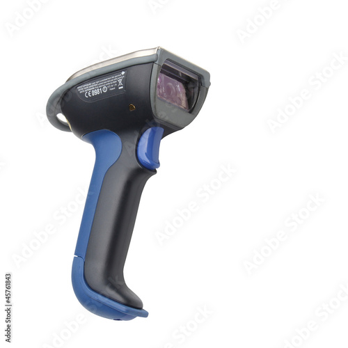 Photo: Bluetooth barcode and QR code scanner isolated over white backgr Bluetooth barcode and QR code scanner isolated over white backgr