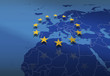 Illustration: Europa *** Karte mit EU-Sternenbanner Europa *** Karte mit EU-Sternenbanner
