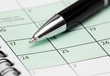 Closeup of Pen on Calendar Page