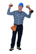 electrician holding a measurement tool and a golden cup